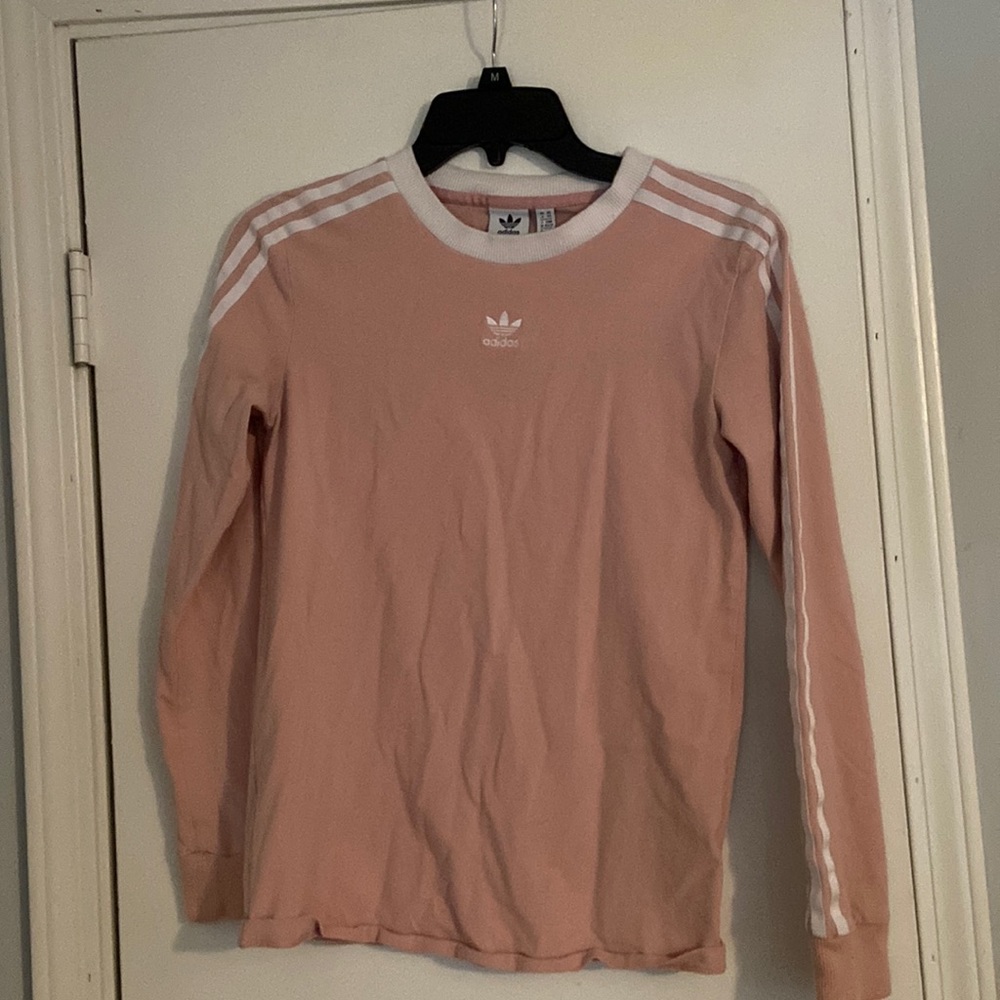 Dusty rose colored, long sleeve adidas shirt